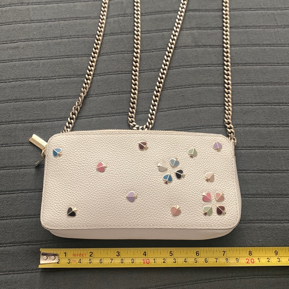 💯Auth Kate Spade white pebble leather mini purse w color♠️
